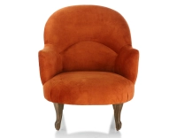 Toad armchair with armrests walnut-stained wooden legs and terracotta velvet fabric