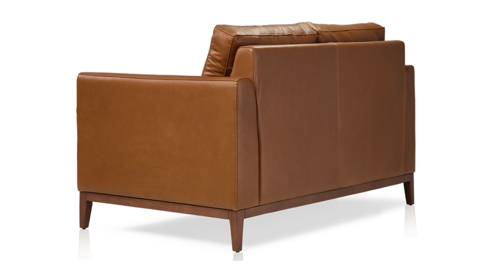 Canapé design 2 places cuir noisette