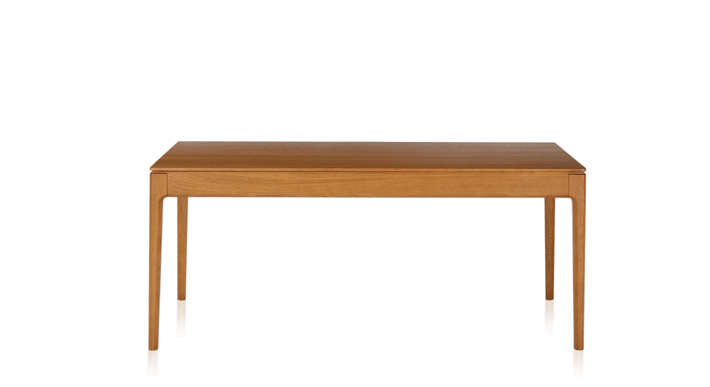 Table extensible 8 à 12 personnes en chêne avec plateau et allonges bois teinte merisier 210x100 cm