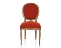 Silla antigua estilo Luis XVI madera con tinte envejecido y tejido naranja quemado