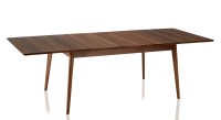 Table extensible en noyer 6 à 8 personnes avec plateau et allonges bois teinte naturelle 160x100 cm