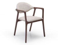 Chaise design avec accoudoirs bois teinte noyer et tissu velours sable