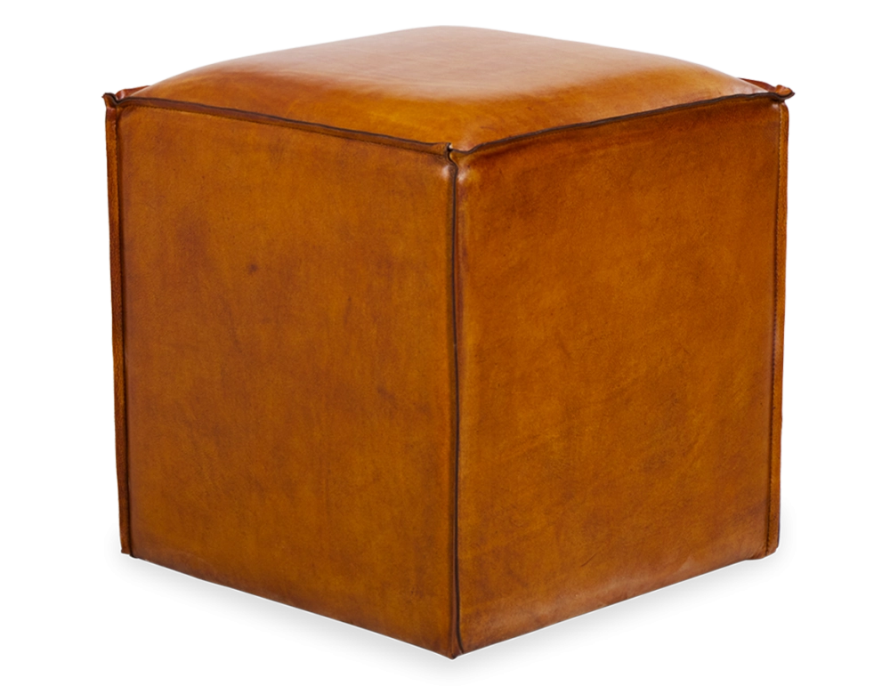 Pouf cuir cognac
