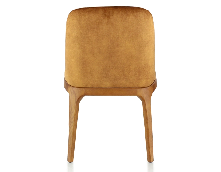 Designer chair Cherry-stained wood and bronze velvet fabric