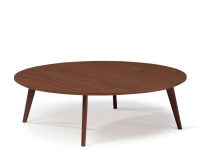 Table basse ronde en chêne plateau bois F1 teinte marron foncé 100x100x30 cm
