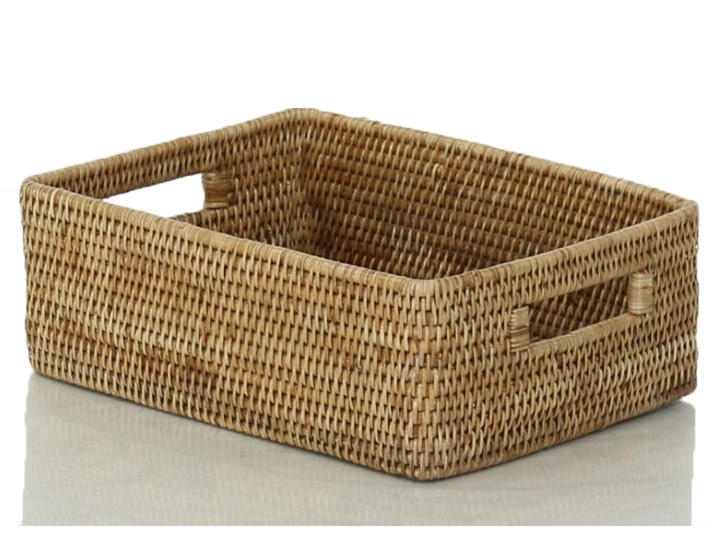 Panier de rangement rectangulaire en rotin naturel