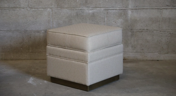 Pouf tissu chevron beige