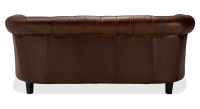 2 seater Chesterfield leather sofa dark brown studded armrests