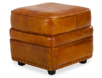 Puf de piel cognac borde tachonado