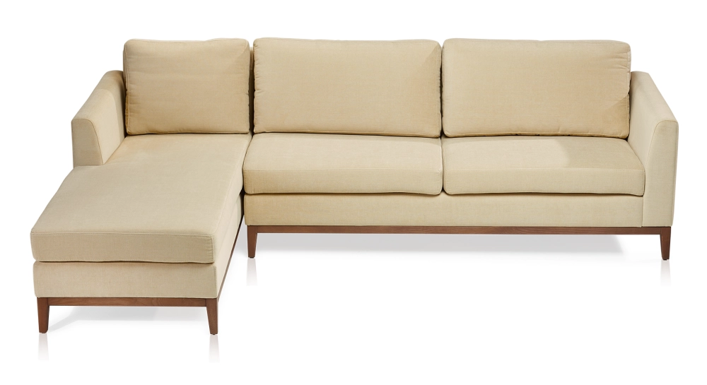 Sofá esquinero con chaise longue izquierda 4/5 plazas tejido crema (MG - 2,5D)