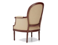 Fauteuil bergère mouluré style Louis XVI bois teinte ancienne et tissu crème