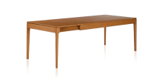 Table extensible en chêne 8 à 12 personnes avec plateau et allonges bois teinte merisier 180x100 cm