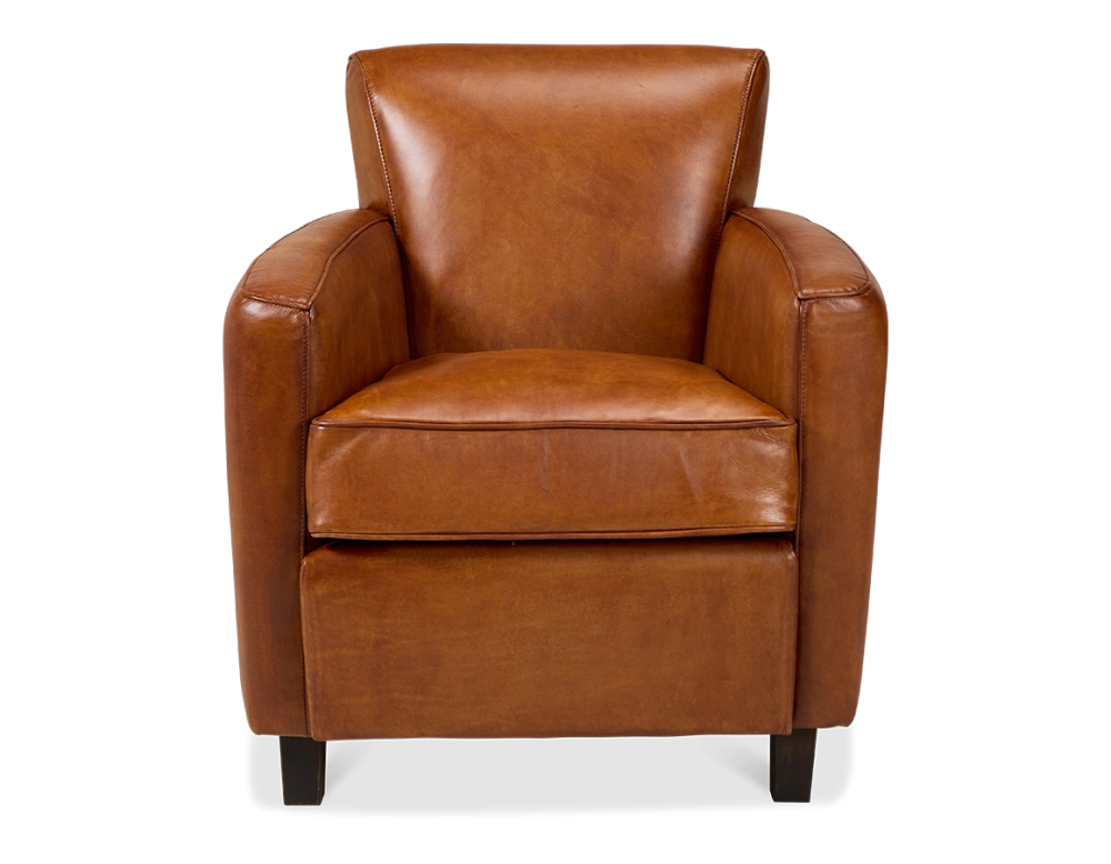 Leather club armchair light brown