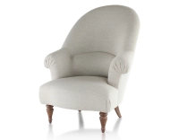 Toad armchair with armrests walnut-stained wooden legs and high-backed natural beige fabric