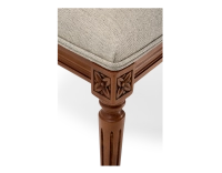 Louis XVI style antique chair cane back chair with natural beige fabric seat