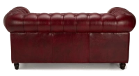 Canapé Chesterfield cuir 2 places rouge carmin accoudoirs cloutés