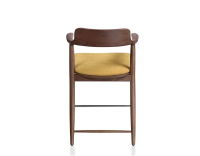 Tabouret de bar h60 cm bois teinte noyer assise tissu jaune