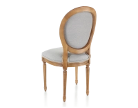 Chaise ancienne style Louis XVI bois teinte ancienne et tissu gris clair