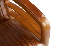 Fauteuil club bois et cuir marron vintage