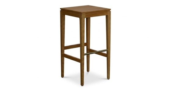 Tabouret de bar design H60 cm bois teinte noyer assise bois
