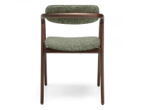 Chaise scandinave bois teinte marron foncé assise tissu chiné vert