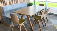 8 person oak dining table natural tint wooden top 210x100 cm
