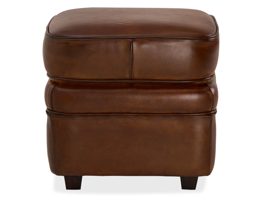 Pouf cuir marron vintage