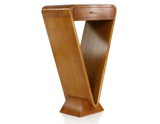 Console art déco simple tiroir bois teinte merisier