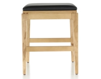 Tabouret design H45 cm bois teinte naturelle assise cuir ébène
