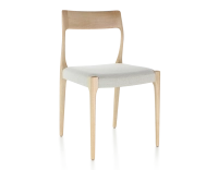 Chaise scandinave bois teinte naturelle assise tissu beige naturel