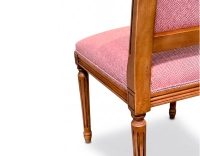 Silla antigua estilo Luis XVI respaldo de rejilla asiento de tela