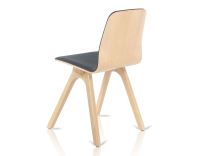Chaise design en chêne tapissé bois teinte naturelle assise tissu gris anthracite