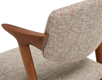 Chaise scandinave bois teinte merisier assise tissu fusion