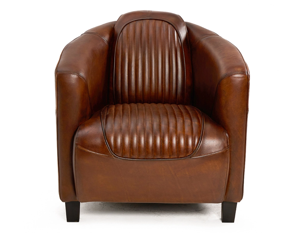 Fauteuil club cuir marron vintage