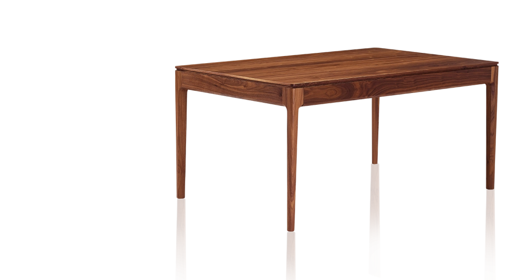 Table extensible en noyer 6 à 10 personnes avec plateau et allonges bois teinte naturelle 160x100 cm