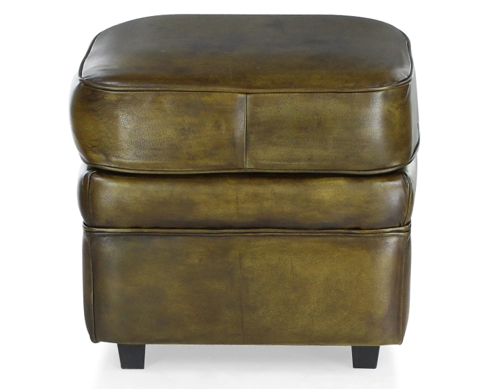 Pouf cuir vert olive