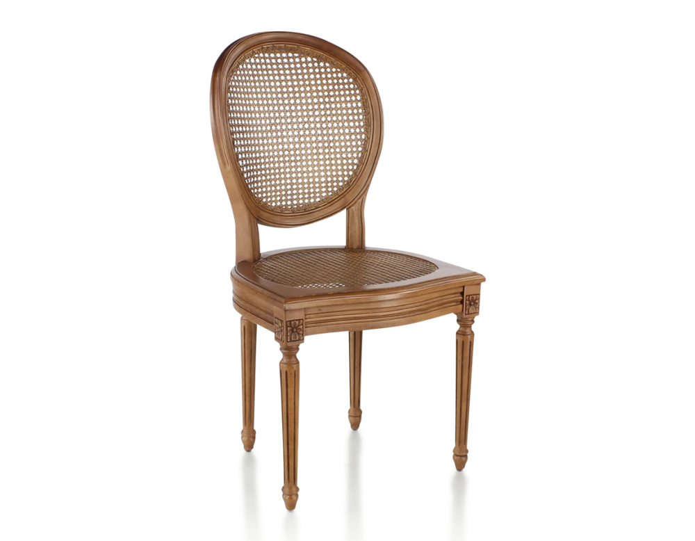 Chaise ancienne style Louis XVI bois teinte ancienne assise et dossier cannés