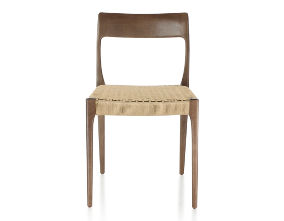 Chaise scandinave bois teinte marron foncé assise corde