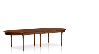 Table extensible Louis XVI allongée pour 14 à 20 personnes bois teinte ancienne avec 4 allonges 310x120 cm