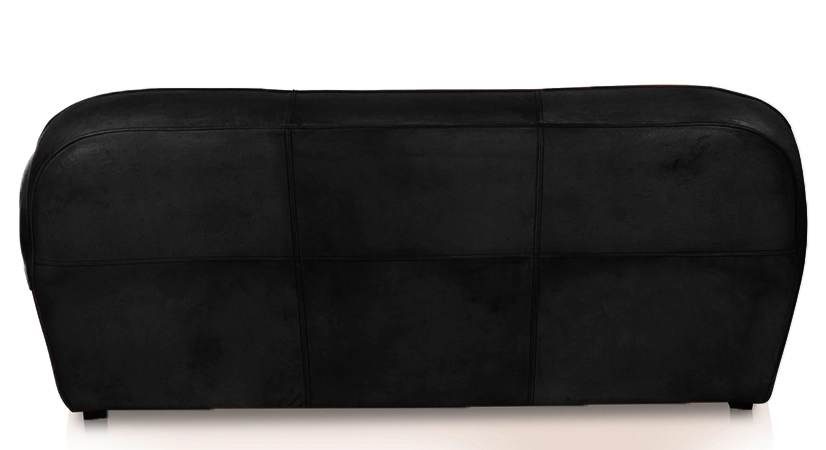 Canapé club cuir 3 places noir accoudoirs cloutés