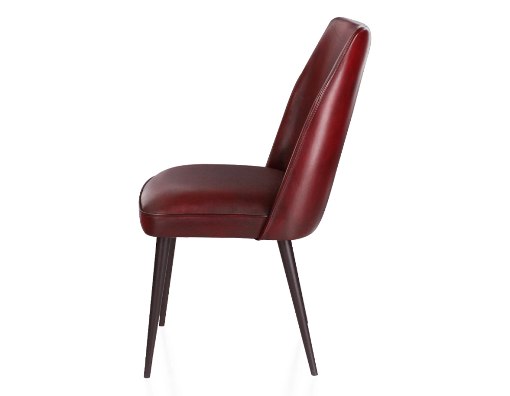 Chaise vintage cuir rouge carmin