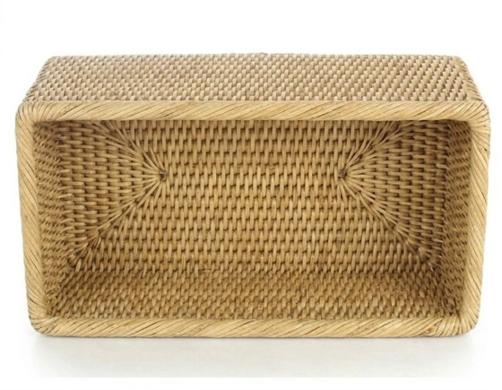 Panier de rangement rectangulaire en rotin naturel