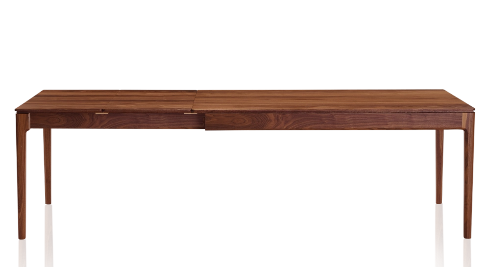 Table extensible en noyer 8 à 12 personnes avec plateau et allonges bois teinte naturelle 210x100 cm