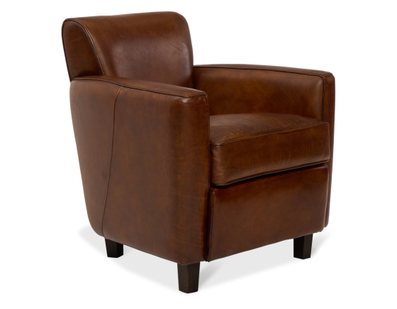 Fauteuil club cuir marron vintage