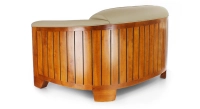 Canapé club bois et cuir 2 places beige