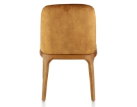Designer chair Cherry-stained wood and bronze velvet fabric