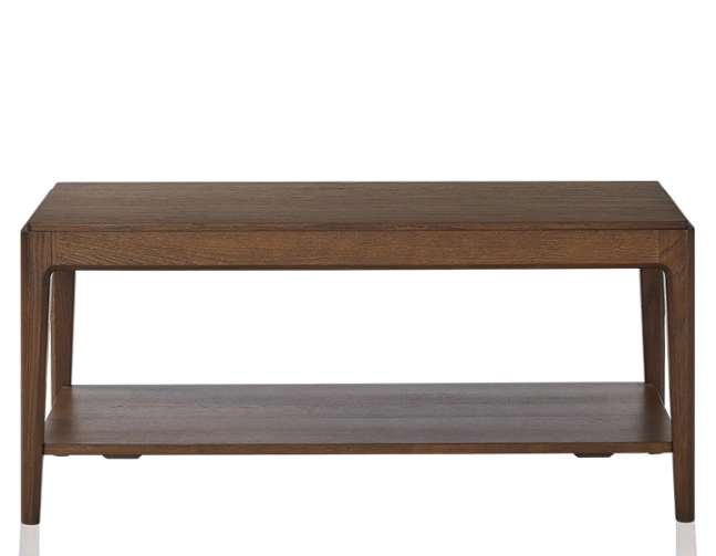 Table basse rectangulaire en chêne avec tablette teinte marron foncé 100x50 cm 100x50 cm