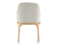 Chaise design avec accoudoirs bois teinte naturelle et tissu beige naturel