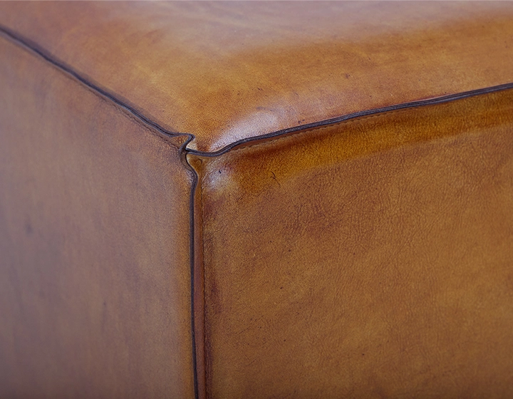 Pouf cuir cognac