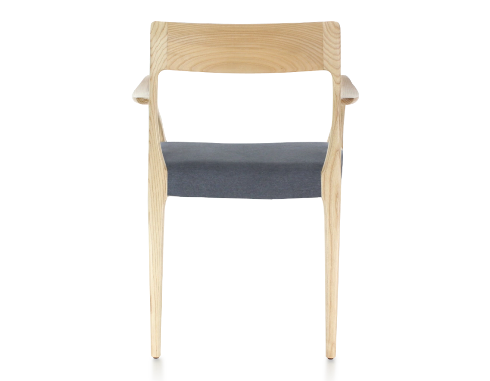 Chaise scandinave avec accoudoirs bois teinte naturelle assise tissu gris